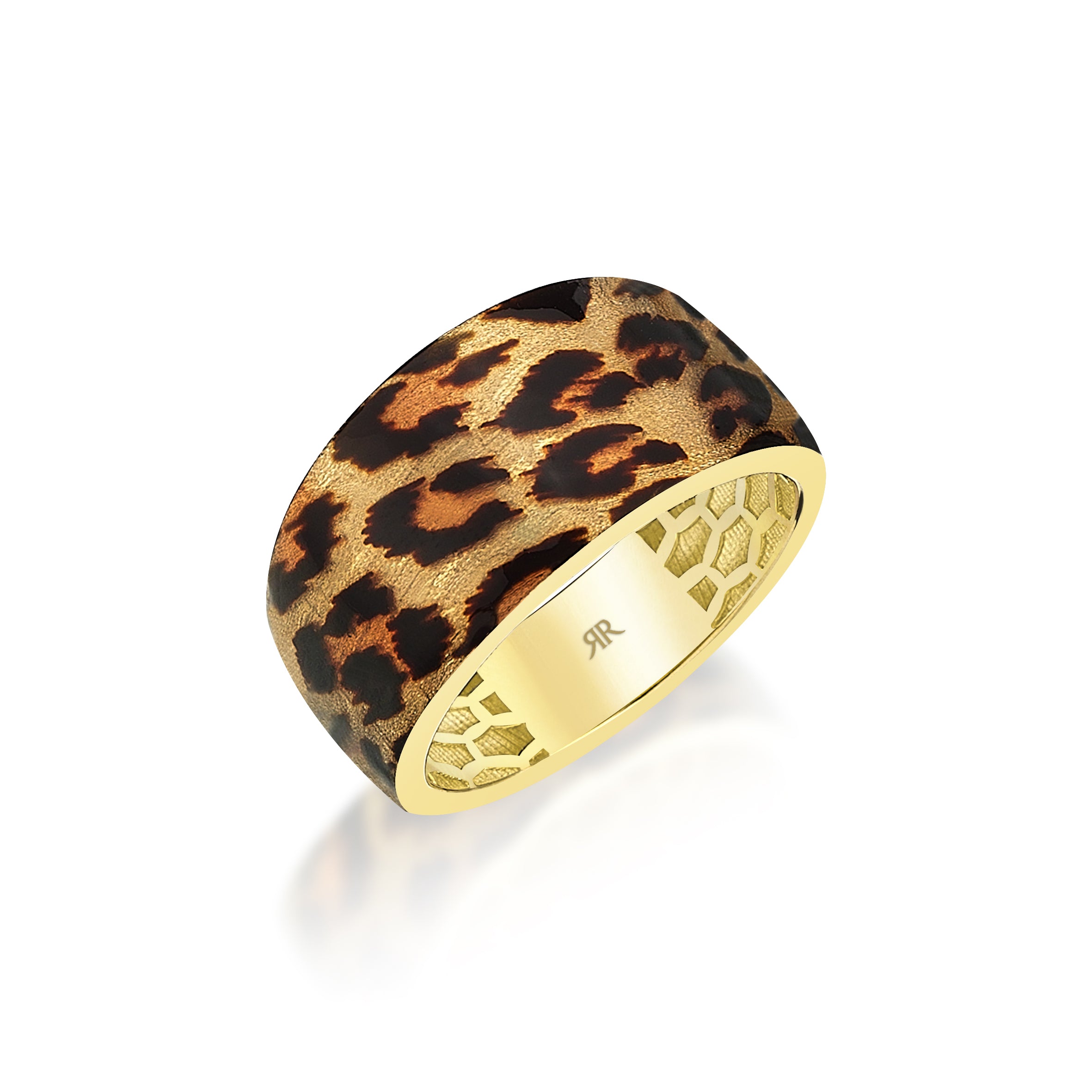 Leopar Mineli Tam Tur Altın Yüzük