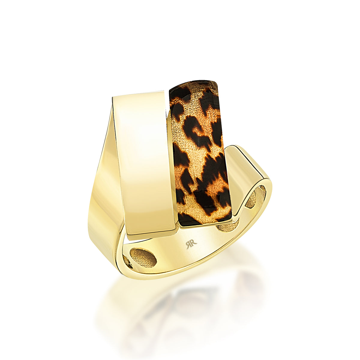 Leopar Mineli Elegant Altın Yüzük