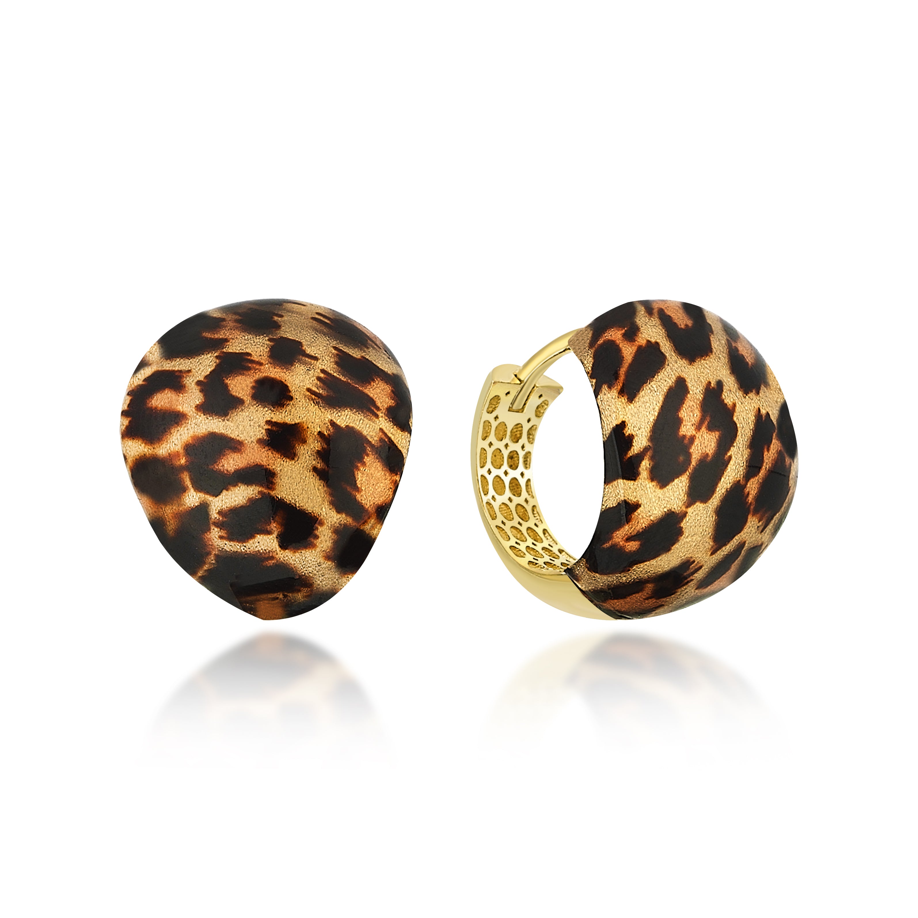 Leopar Mineli Zarif Altın Küpe