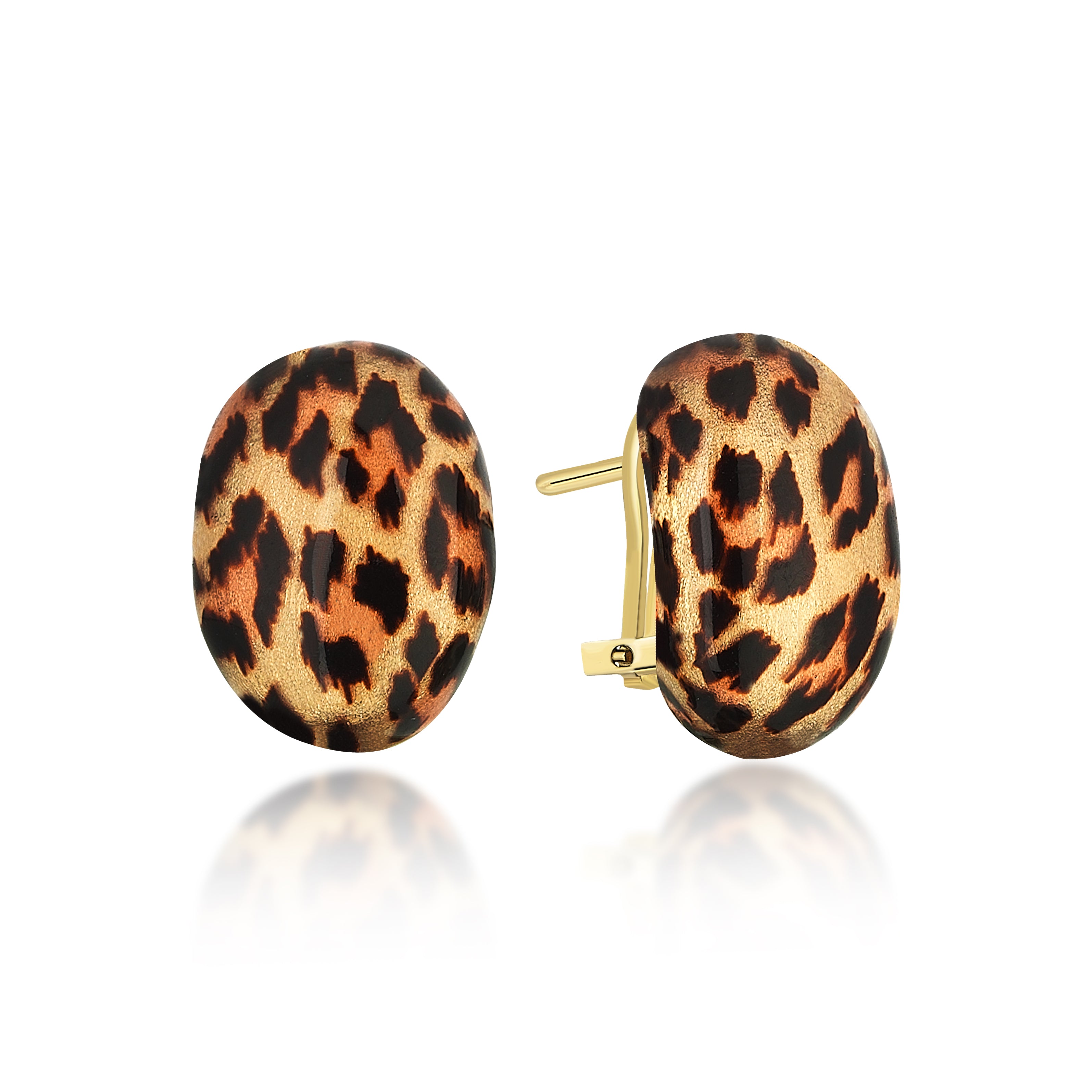 Leopar Mineli Şık Altın Küpe