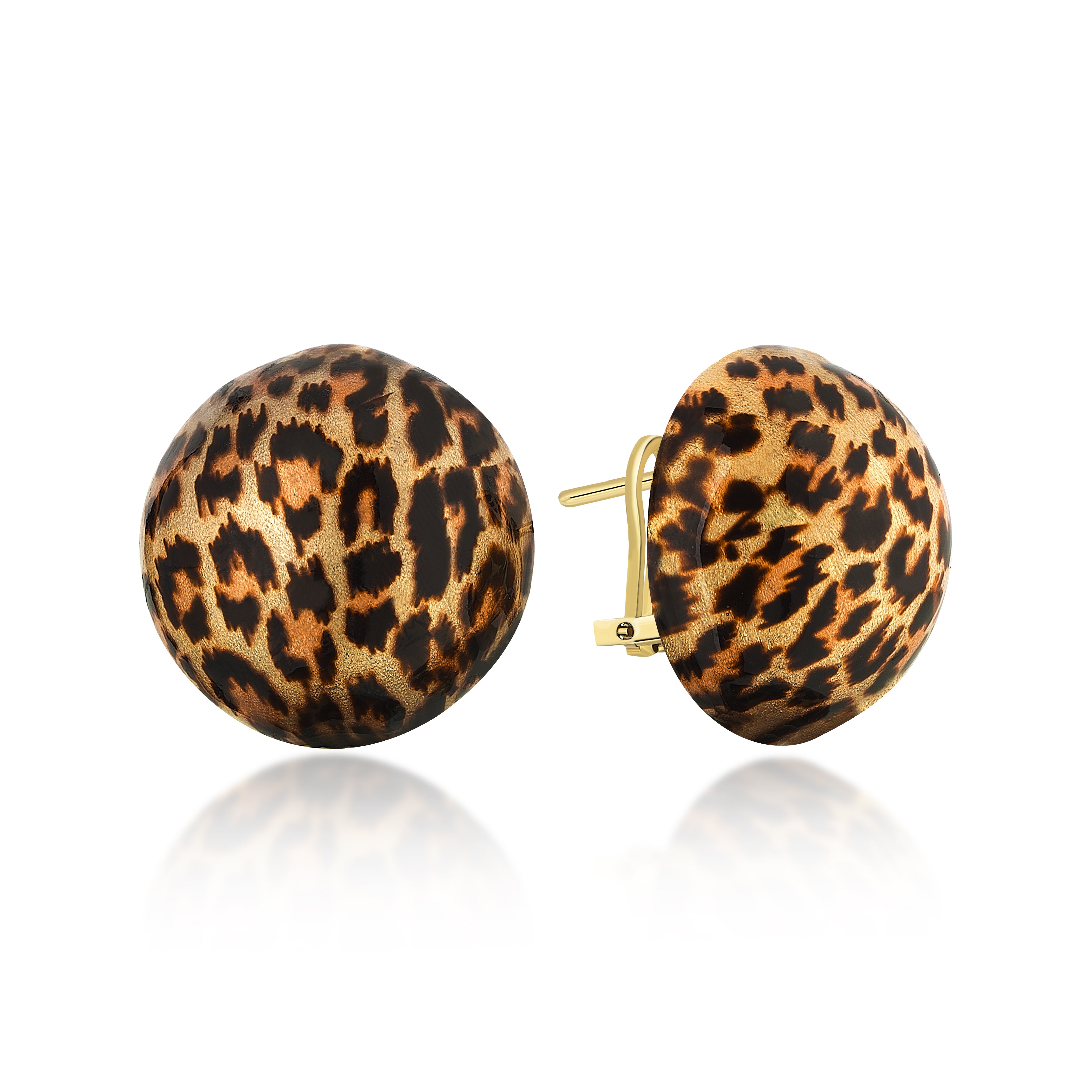 Leopar Mineli Fantezi Altın Küpe