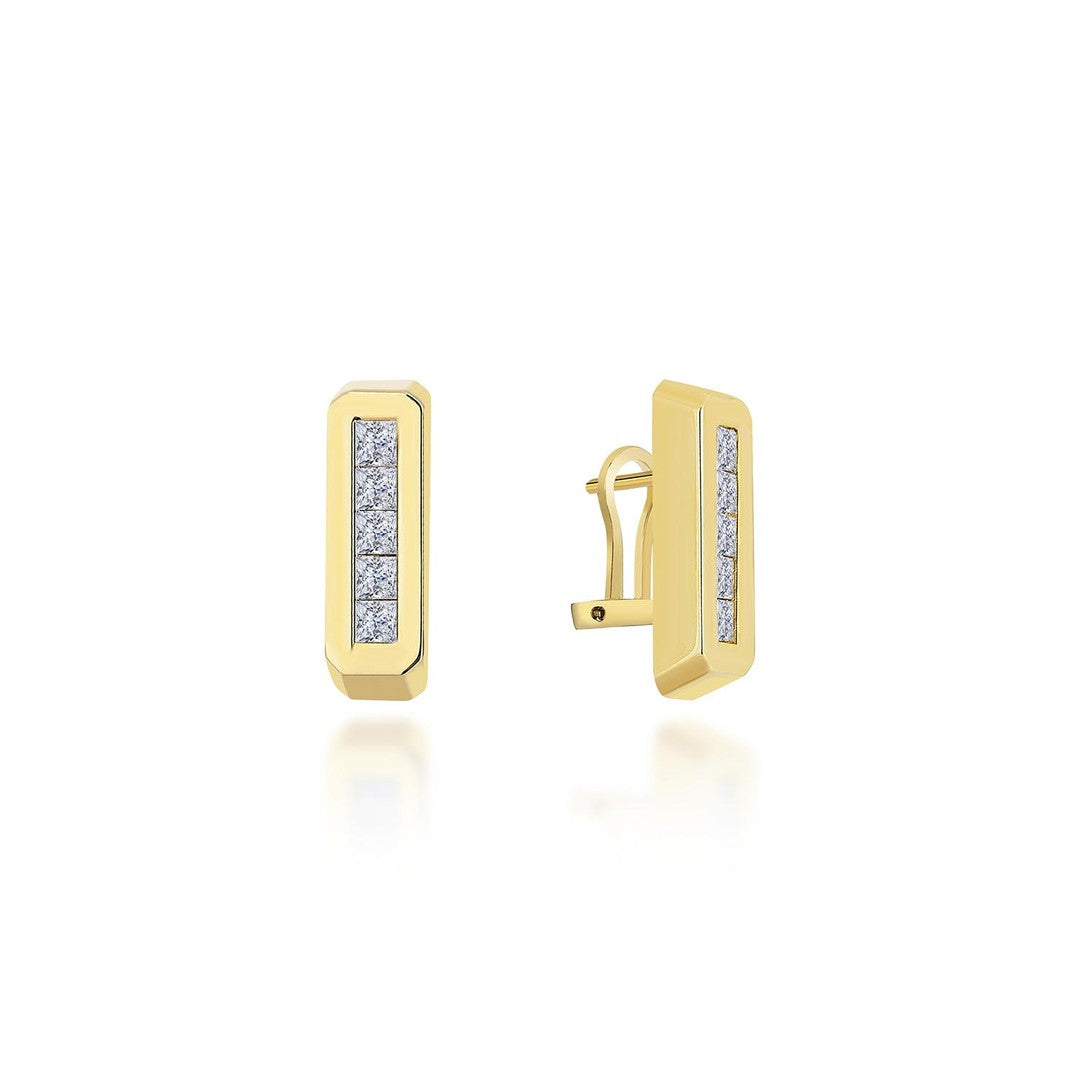 Sıra Taşlı Şık Altın Küpe