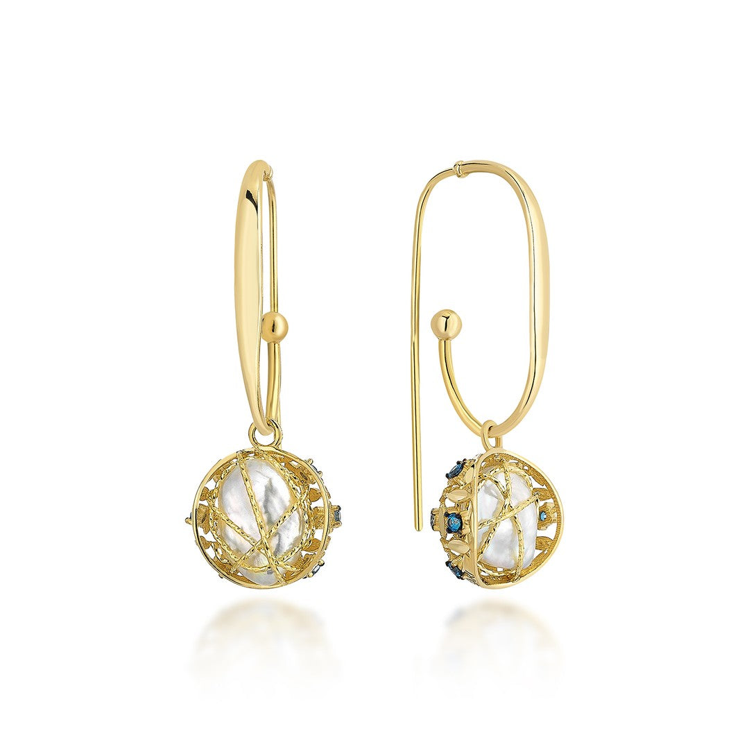 Sallantılı İnci Altın Küpe