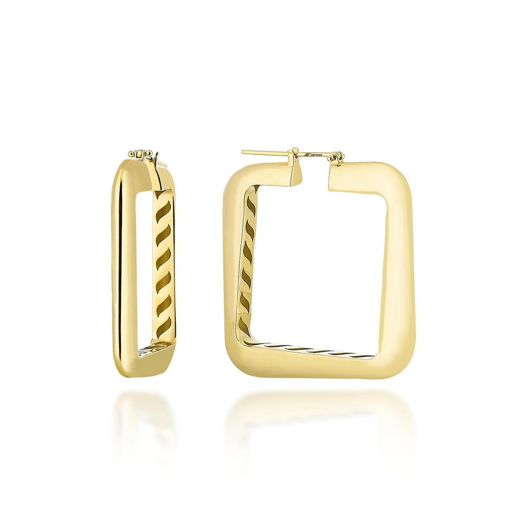 Kare Şeklinde Halka Altın Küpe