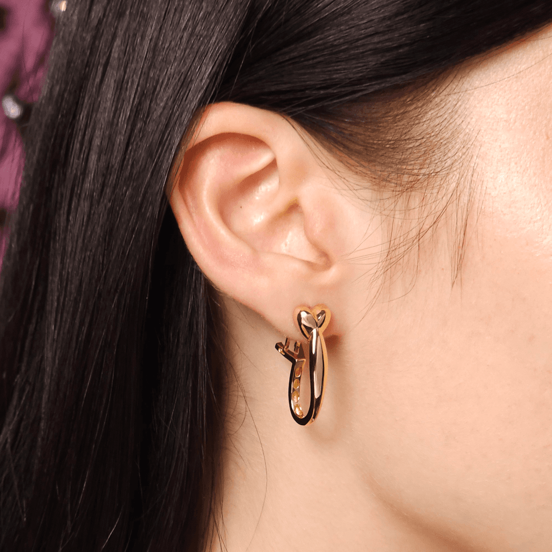 Elegant Kalp Altın Küpe