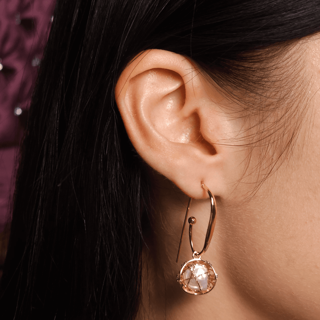 Sallantılı İnci Altın Küpe