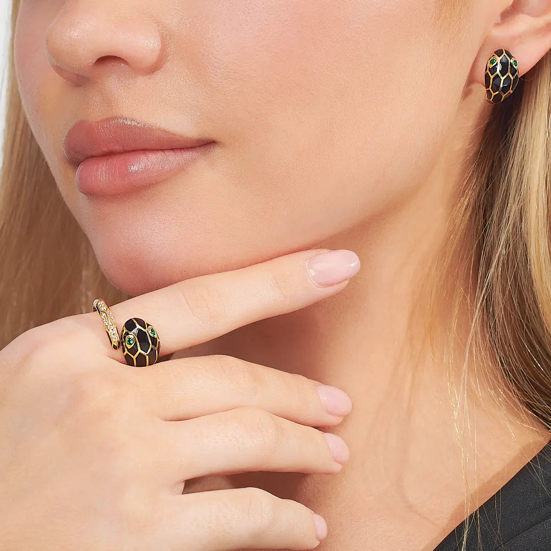 Serpente Zarif Yılan Altın Küpe