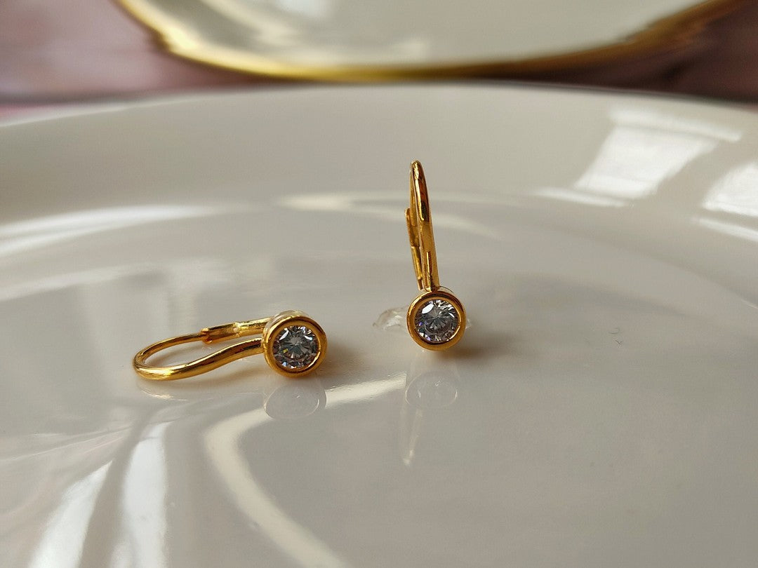 Zarif Lever-Back Altın Küpe