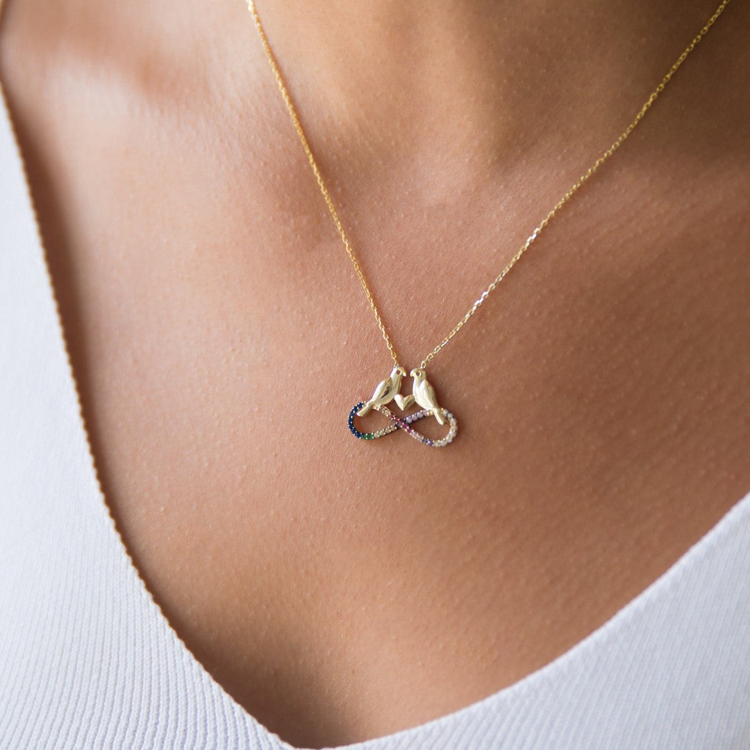 Sonsuzluk Aşk Kuş Altın Kolye