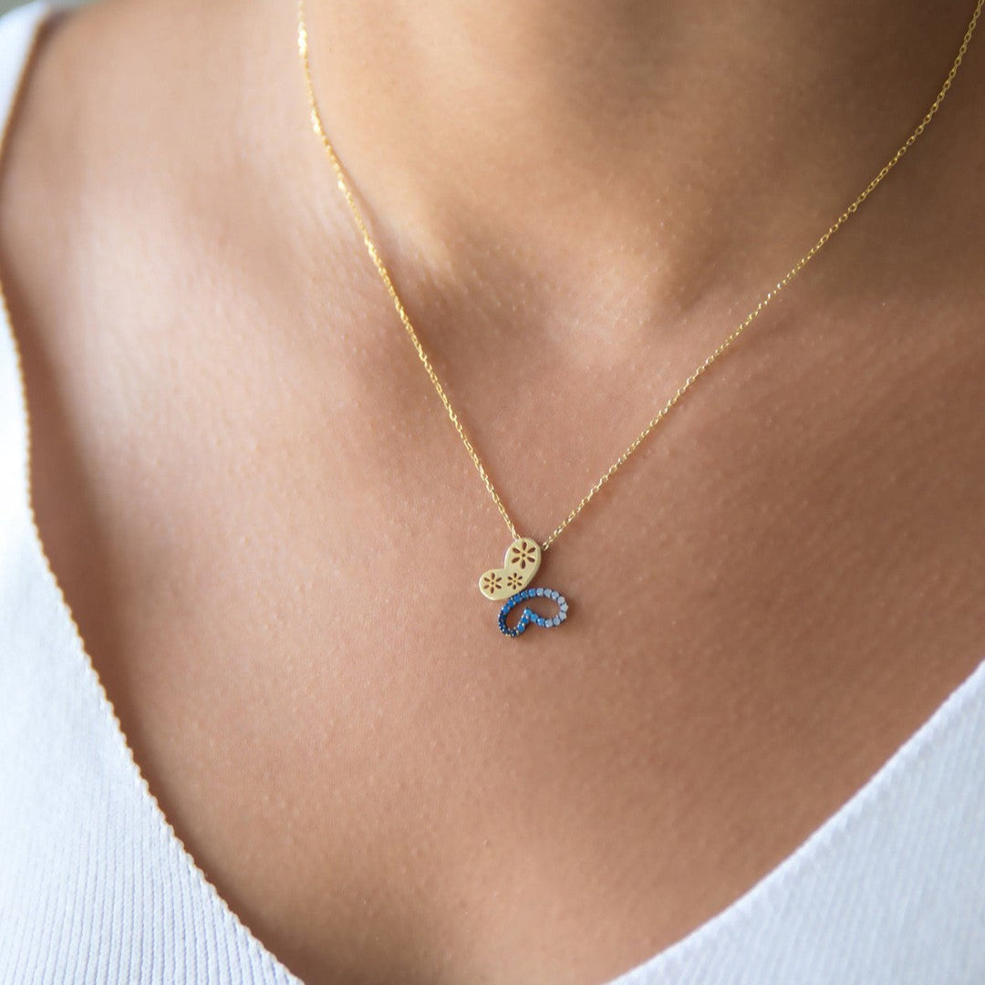 Zarif Kelebek Altın Kolye