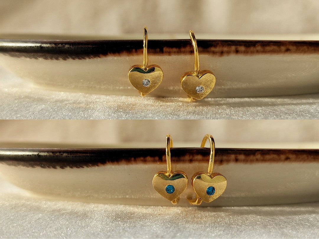 Kalp Şeklinde Lever-Back Altın Küpe