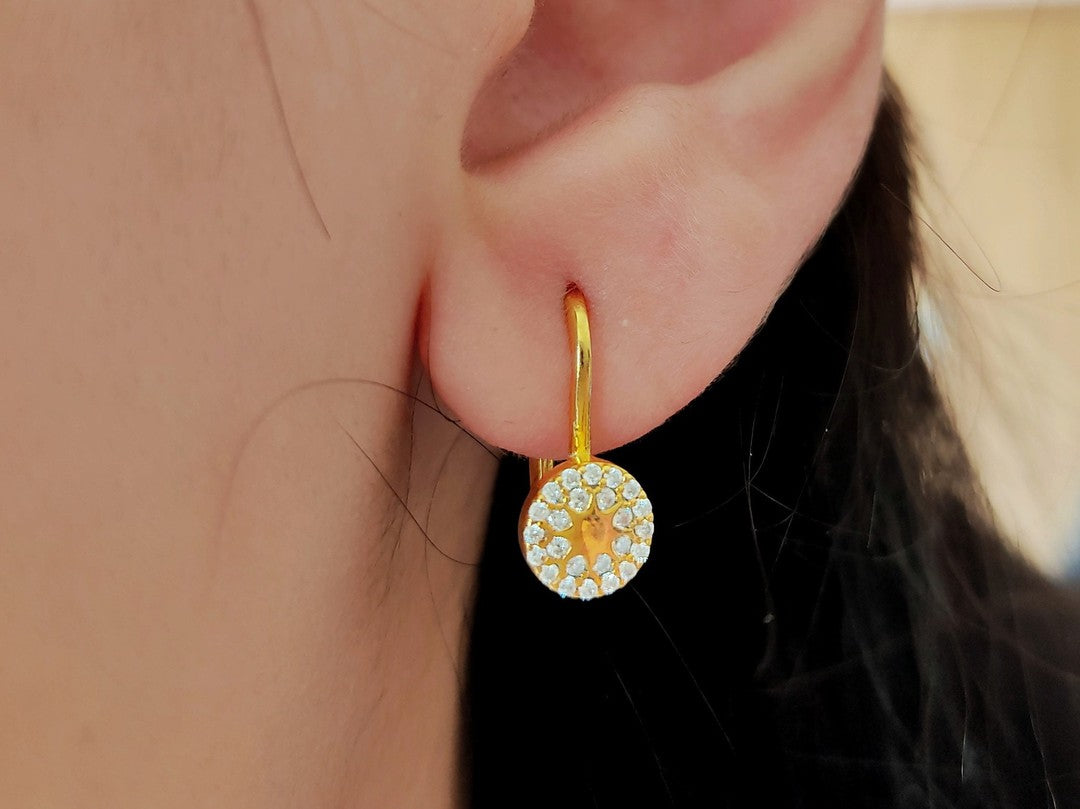 Halka Şeklinde Lever-Back Altın Küpe