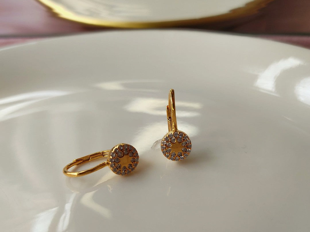 Halka Şeklinde Lever-Back Altın Küpe