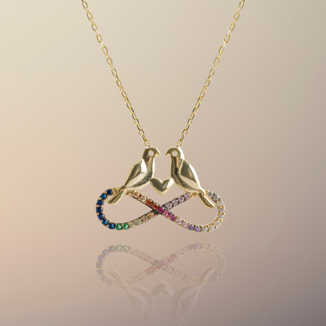 Sonsuzluk Aşk Kuş Altın Kolye