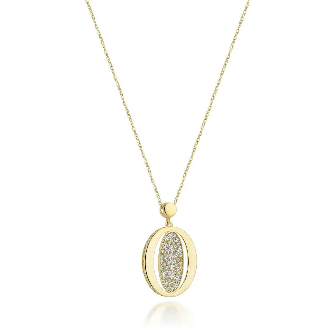 Girare Taşlı Yuvarlak Altın Kolye