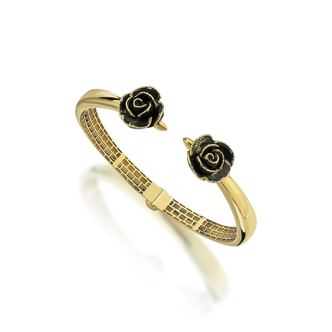 Fiore Kara Gül Altın Bileklik