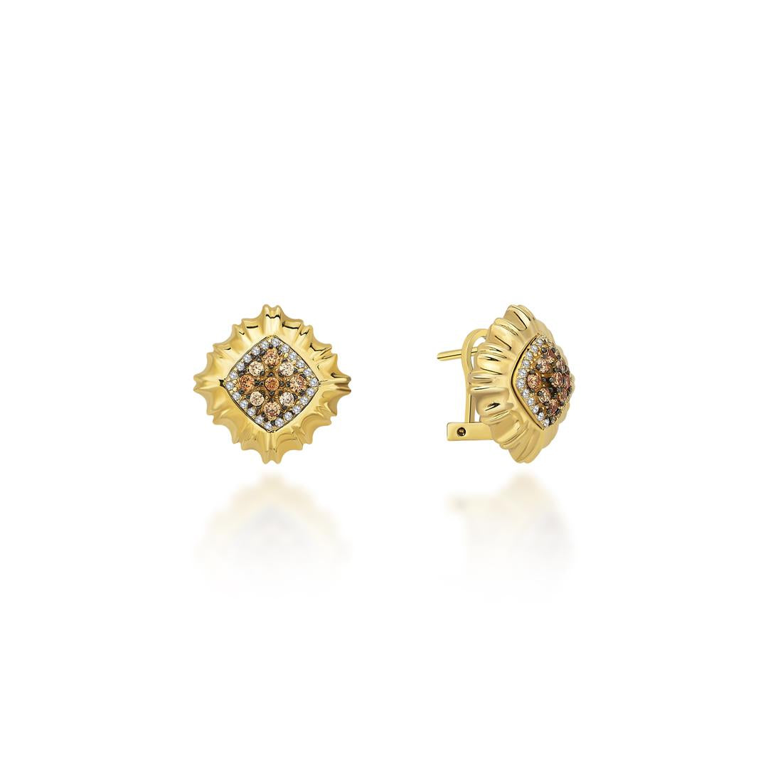 Regina Gömülü Taşlı Altın Küpe